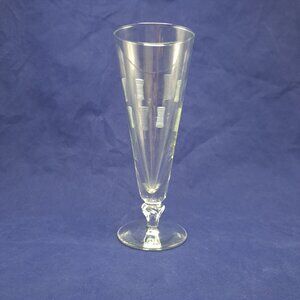 Vintage Etched Pilsner Beer Glass With Geometric Design